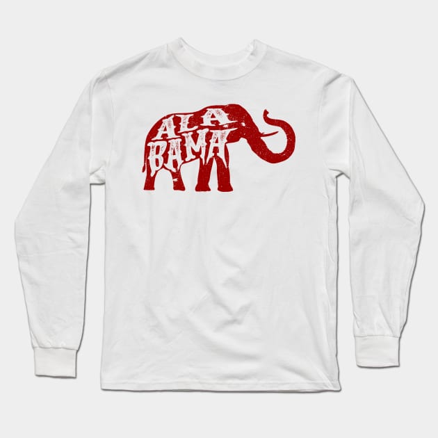 Alabama Elephant - Crimson Distressed Long Sleeve T-Shirt by joshp214